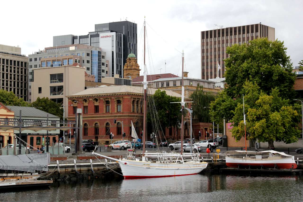 hobart-waterfront-with-sailing-ship-and-office-towers